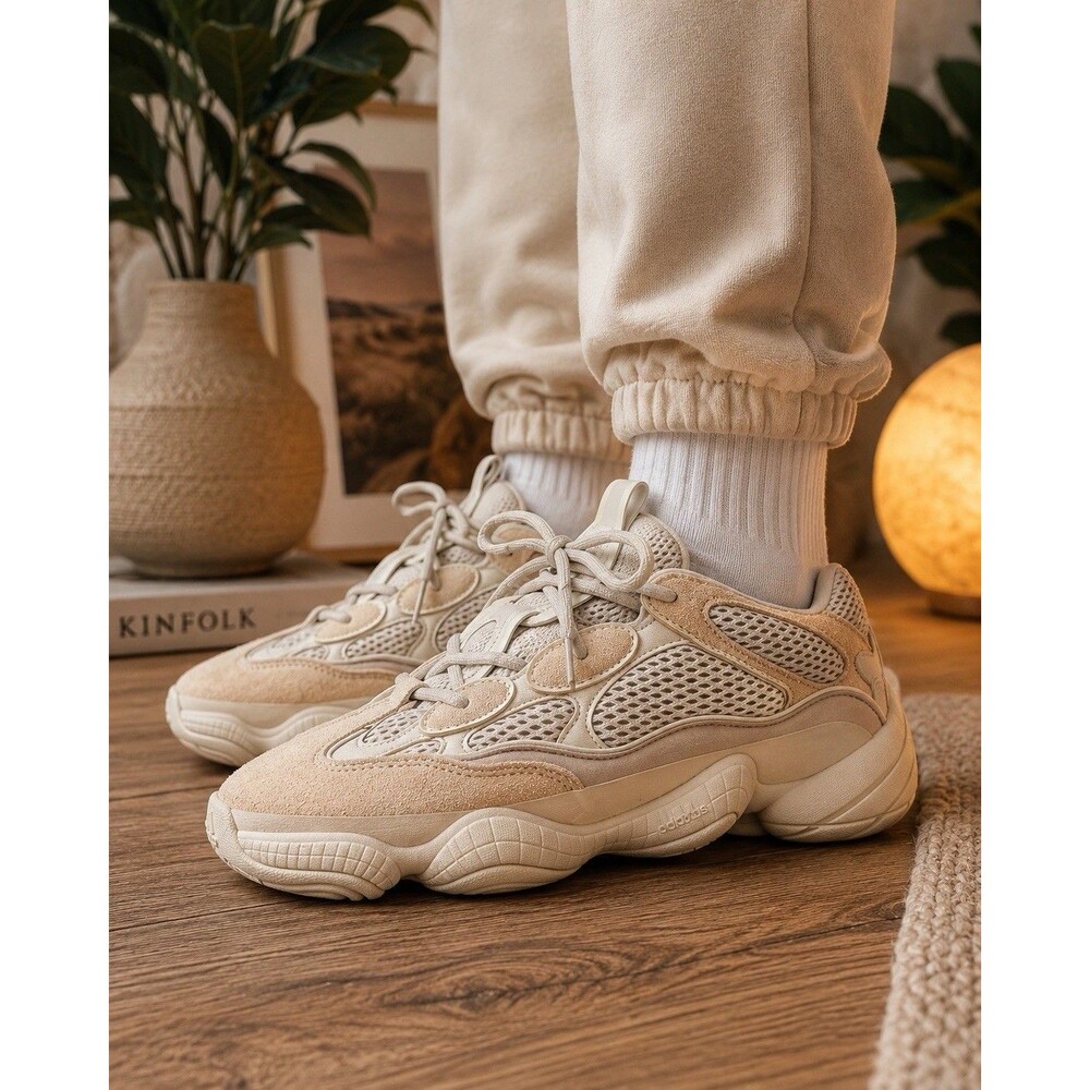 adidas Yeezy 500 Salt Beige Low Top Mesh Lace-Up Sneakers EE7287 SZ 7